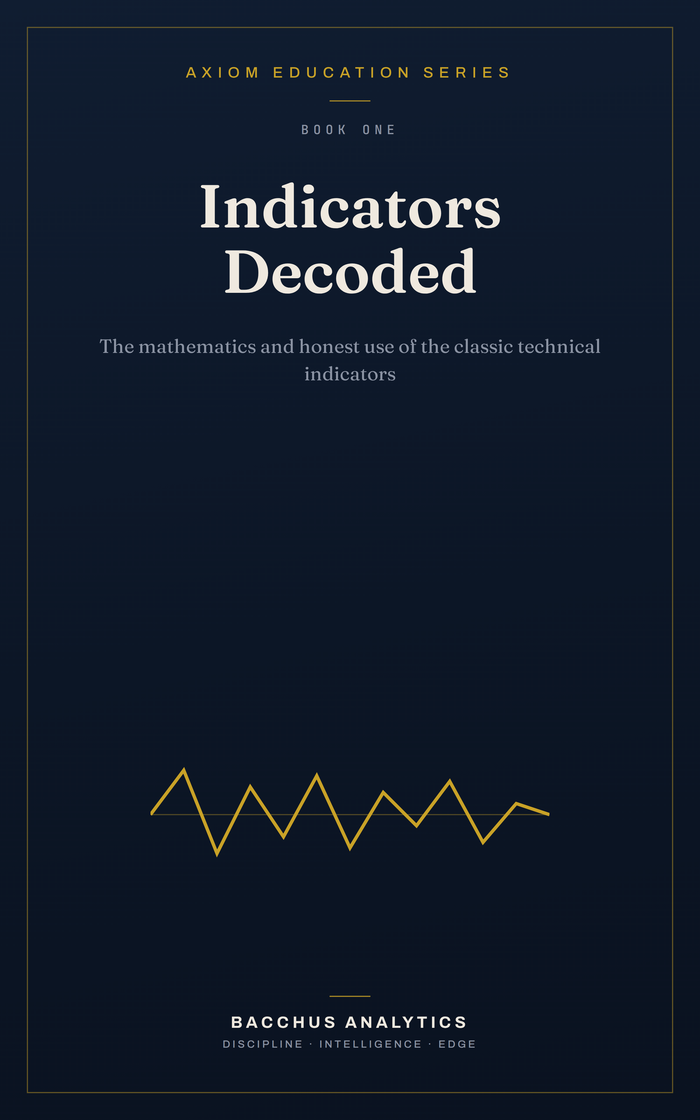 Indicators Decoded ebook cover — AXIOM Education Series Book 1, trading indicators explained