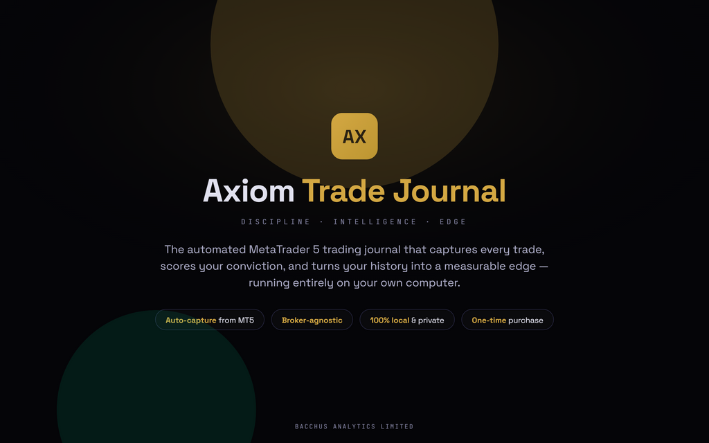 Axiom Trade Journal dashboard